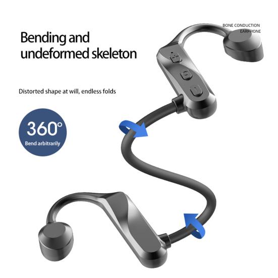 Bone Conduction Earphone 3D Stereo Bass Ear Hook Bluetooth-compatible 5 Sport Headphone Wireless