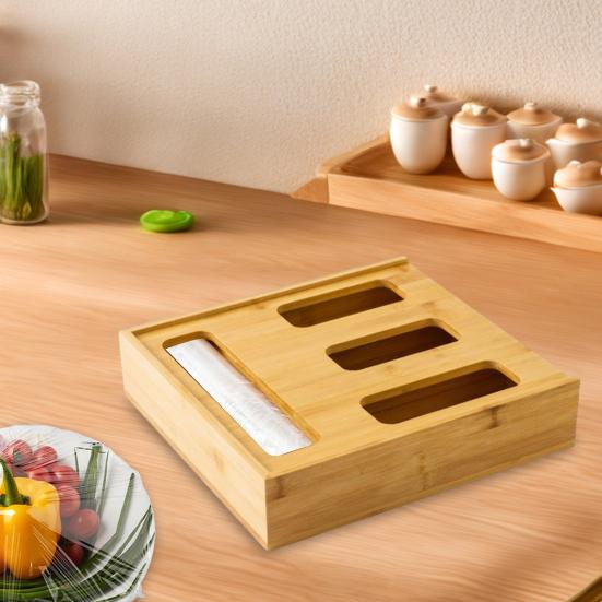 Food Cling Film Cutter Plastic Wrap Dispenser with Slide Cutter Aluminum Foil Dispenser Wall-Mounted Organizer