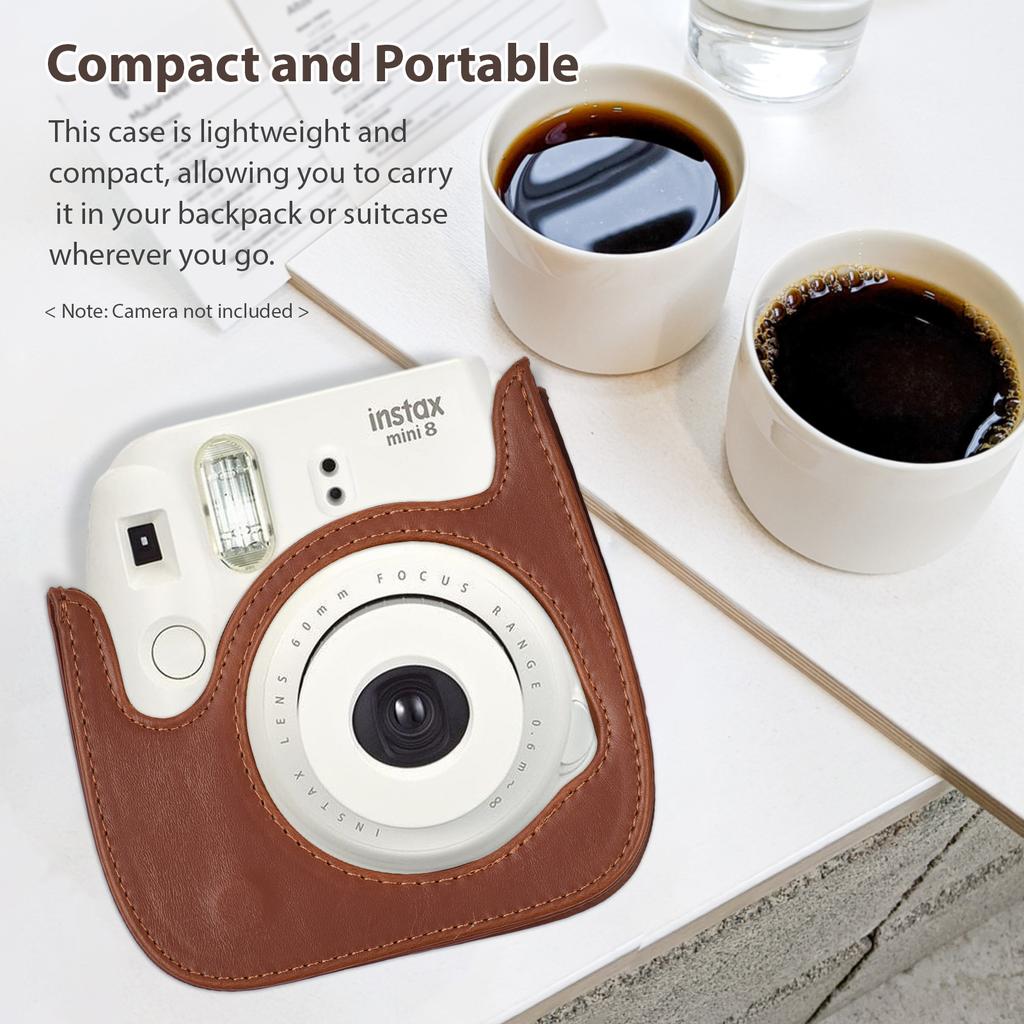 Instant Camera Storage Case Camera Bag PU Leather Magnetic Buckle with Shoulder Strap Compatible with Fujifilm Instax