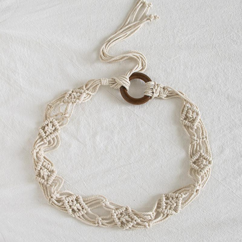 Ethnic Boho Cotton Hemp Rope Belt With Knotted Closure For Retro Summer Beach Outfits