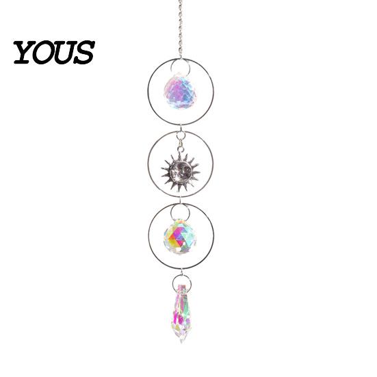 Wall Hanging Decor Colorful Crystal Suncatcher, Sun Catcher for Windows, Healing Glamorous Decoration Home, Crystals Prism Rainbow Maker,