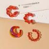 4pcs Set Fashion Simple Transparent Phantom Color C-shaped Circle No Ear Holes Clip Earrings for Women Fake Piercing Jewelry Set