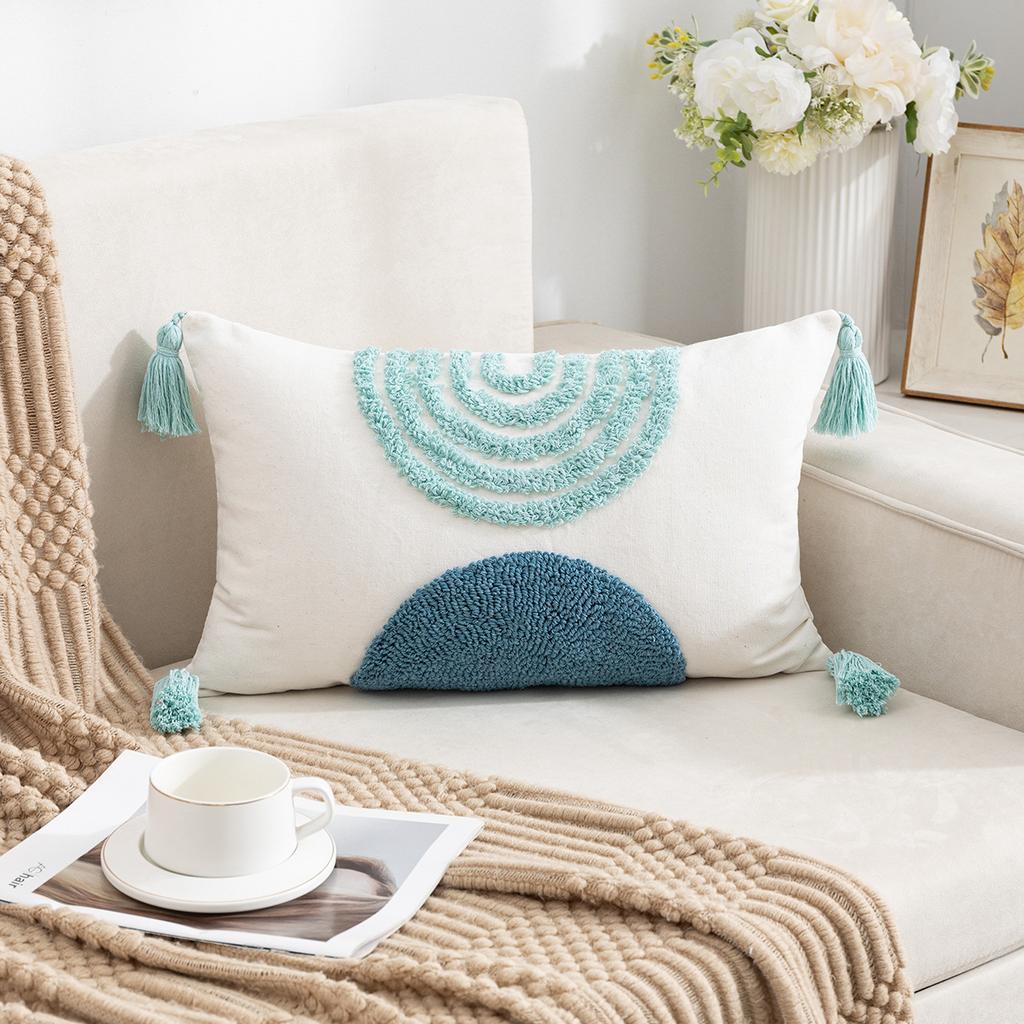 Tufted Tassel Pillow Case Bohemian Home Living Room Sofa Bedroom Tassel Back Cushion Core-Free Premium Durable