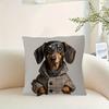 1pc Modern Sausage Dog Pillowcase, Soft Comfortable Smooth Texture Polyester Short Plush Fabric, Single-Sided Printed, 44.96 X 44.96 Cm, Machine Washa
