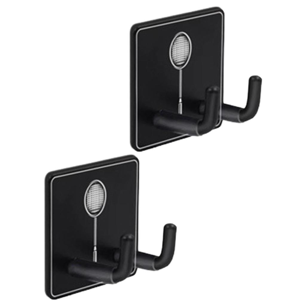 2Pcs Wall Mounted Racket Rack Metal Hanging Hook Tennis Racket Holder Vertical Display Holder for Garage Gym Workouts