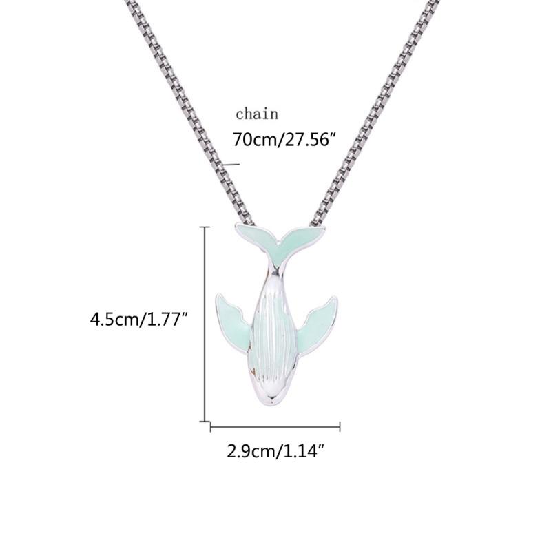 Luminous Whale Pendant Necklace Glow In The Dark Long Necklace Adjustable Stainless Steel Chain Pendant Necklace