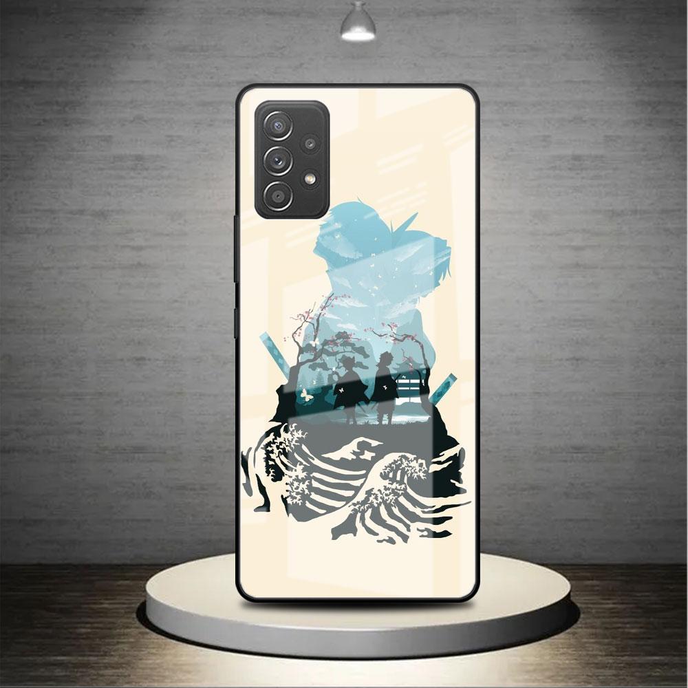 Glass Case For Samsung Galaxy A52 A71 A50 A51 A70 A21s A31 A72 A10 A12 A30 A22 5G Phone Cover Demon Slayer Anime