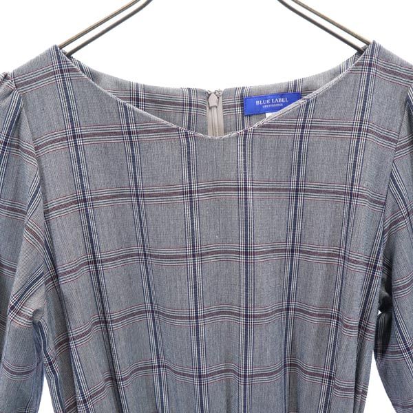 BLUE LABEL CRESTBRIDGE Sanyo Shokai Check Pattern 7 Minutes Sleeve One Piece Women Used