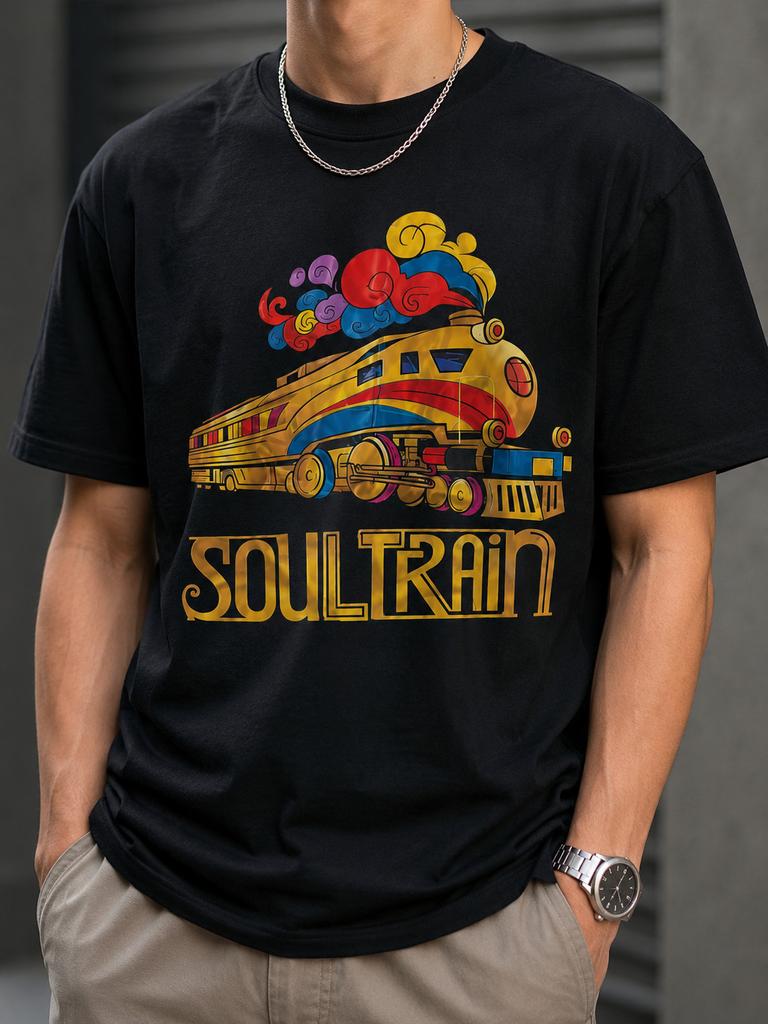 Soul Train Retro Grafisk T-shirt Kunglig Blå Vintage Tåg Tee Funkmusik Unisex