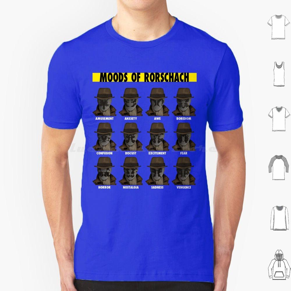 The Moods Of Rorschach Watchmen T Shirt 6xl Cotton Cool Tee Dr Manhattan Nite Owl The Comedian Comics Rorschach Silk Spectre S