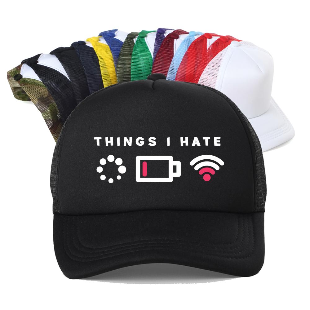 Things I Hate I Need WIFI Computer Geek Gaming Gamer Baseball Cap Unisex Casual Streetwear Adjustable Mesh Trucker Hat