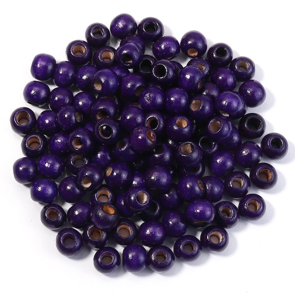Maple Large Hole Round Beads Diy Bracelet Loose Beads, Candy Color Wood Beads Color Round Beads Bracelet Key Chain Basic Accessories
