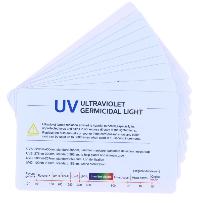 10 Peças de Cartão de Teste UV Reutilizável Com Detecção Precisa de Intensidade UV Para Testar Lâmpadas Germicidas e Atividades ao Ar Livre
