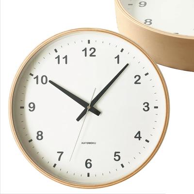 KATOMOKU preglejkové hodiny, prírodné, km-33L, nástenné hodiny s plynulým sekundovým ciferníkom, priemer 30,4 cm (kremenné hodiny)