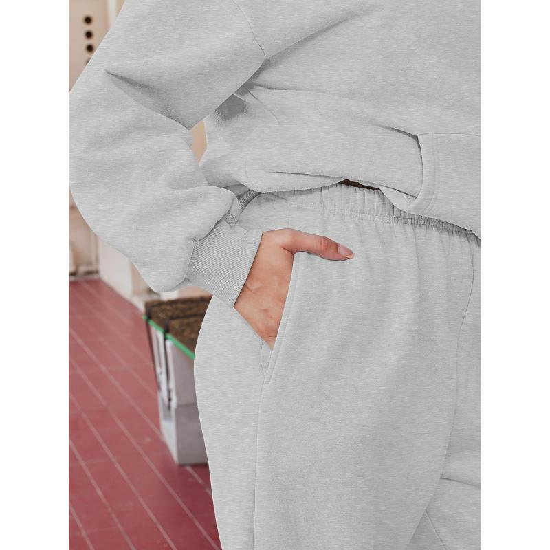 Autumn Winter Women's 2 Piece Hoodie Set, Casual Sportswear with Jogger Pants and Pullover Hoodie, Street Style Lounge Wear for Daily Outfits