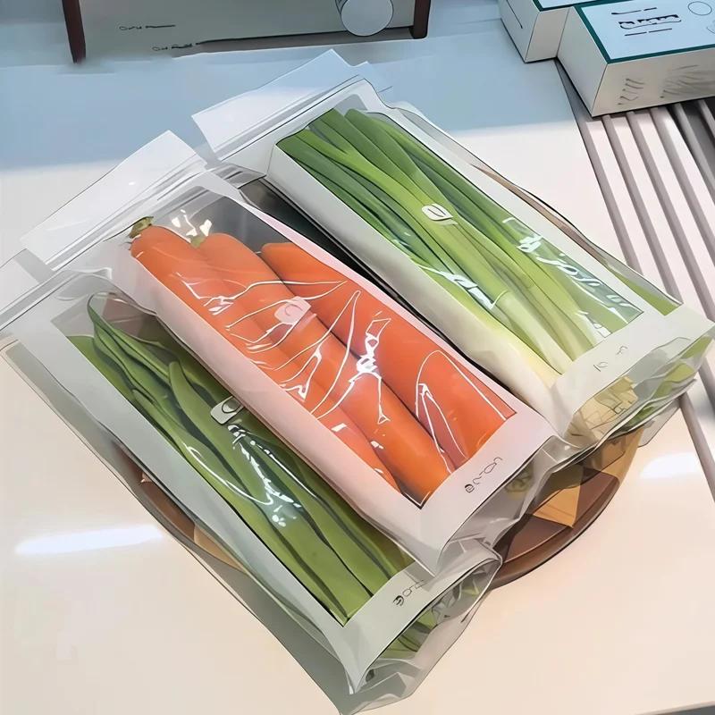 

30/60 шт. Пакеты для хранения фруктов и овощей, многоразовые, для хранения в холодильнике, утолщенные, герметичные контейнеры, кухонные запасы для герметичной упаковки 30PCS(white)