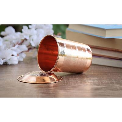 Copper Glass Tumbler Cup with Lid Set, Drinkware Home Restaurant, Yoga Ayurveda, 300 ML