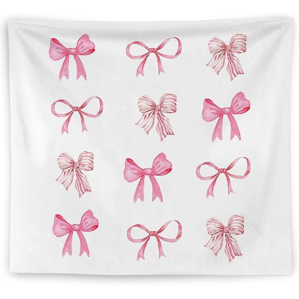 WNAGT Coquette Pink Bow Tapestry, I m Literally Just a Girl Pink Girly Tapestry Wall Hanging, Preppy Aesthetic Wall Blanket Decor for Girls Bedroom 1 tapestry