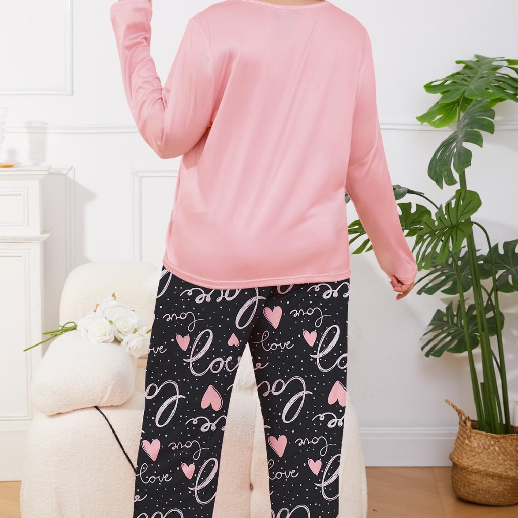 Pijamale de damă de primăvară și toamnă, pantaloni cu mâneci lungi, costum de acasă marimea plus