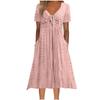 Mote Dame Casual Ensfarget Rund Hals Kortermet Lommekjole