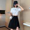 2025 Plus Size High Waist A-line Midi Skirt with Irregular Slit - New Summer Slimming Style for Women