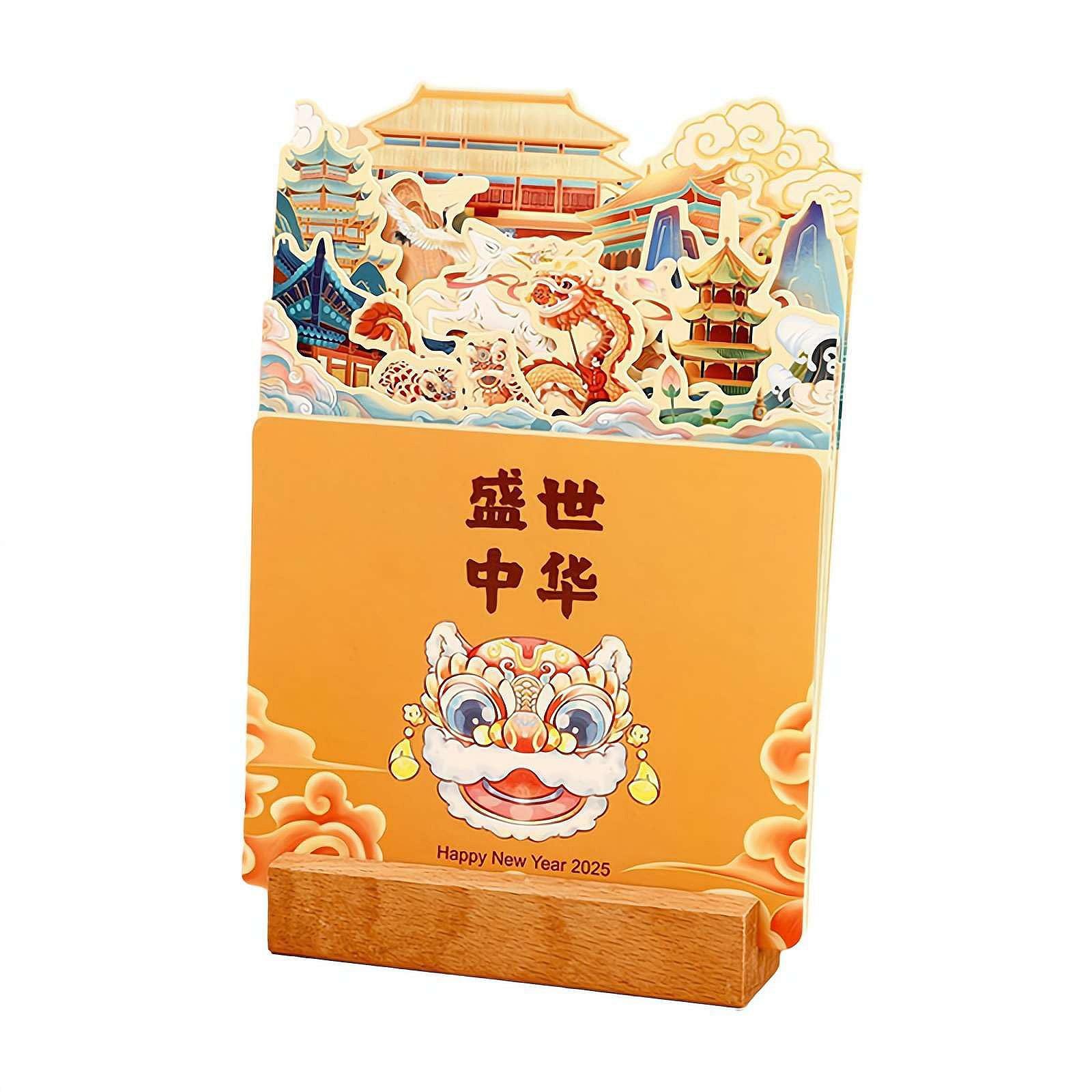 

Креативный тематический календарь на деревянной подставке с мультяшным декором для стола One Size