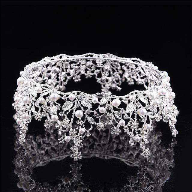 Flower Circle Royal Queen King Crowns Bride Diadem Headdress Banquet Tiaras Prom Pageant Party Wedding Crown Hair Jewelry