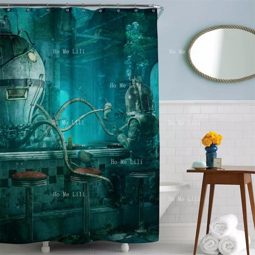

Стимпанк Искусство для ванной комнаты Морское чудовище Занавеска для душа 90X180cm
