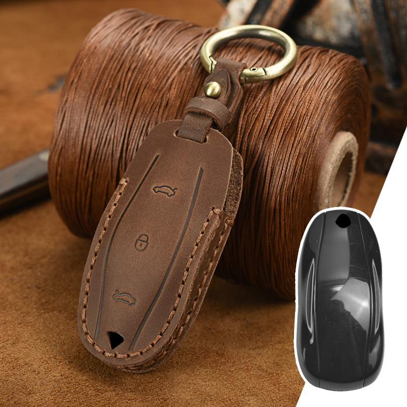 Car Smart Key Case Cover for Tesla Model 3 Model X Model S Model Y Leather Protector Bag