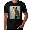 Fox Portrait Beach View Tshirt Work Wear Lightweight Tee
