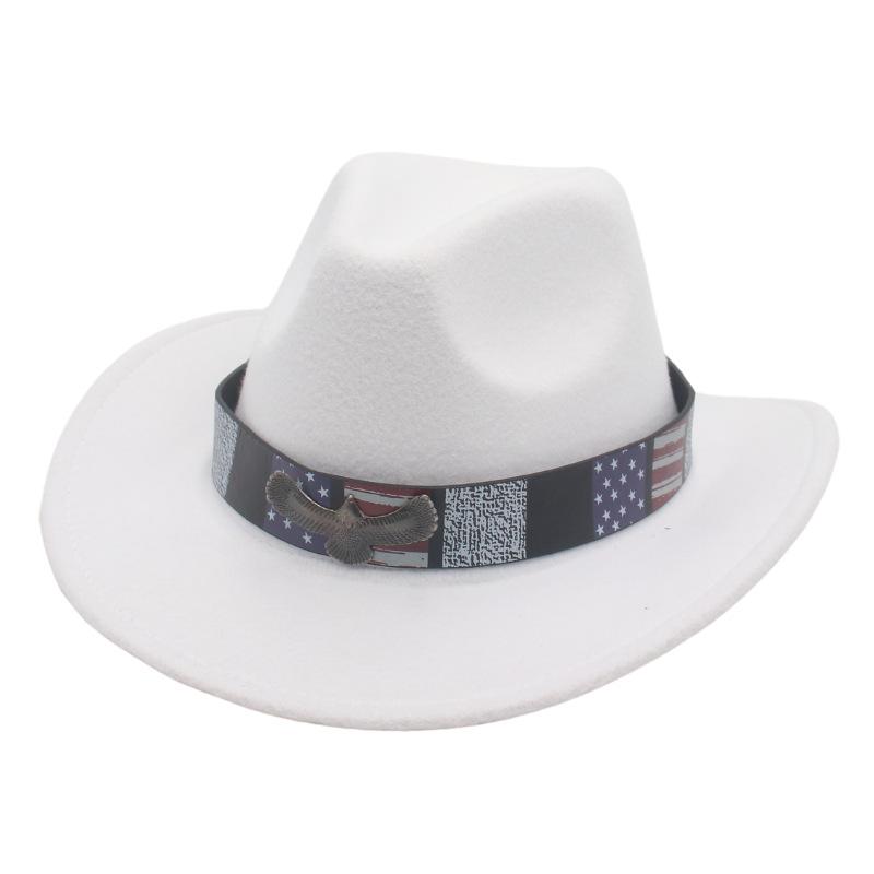 Star Stripe Accessories Top Hat Western Cowboy Hat Bull Head Accessories Felt Hat National Style Freedom Eagle Felt Hat