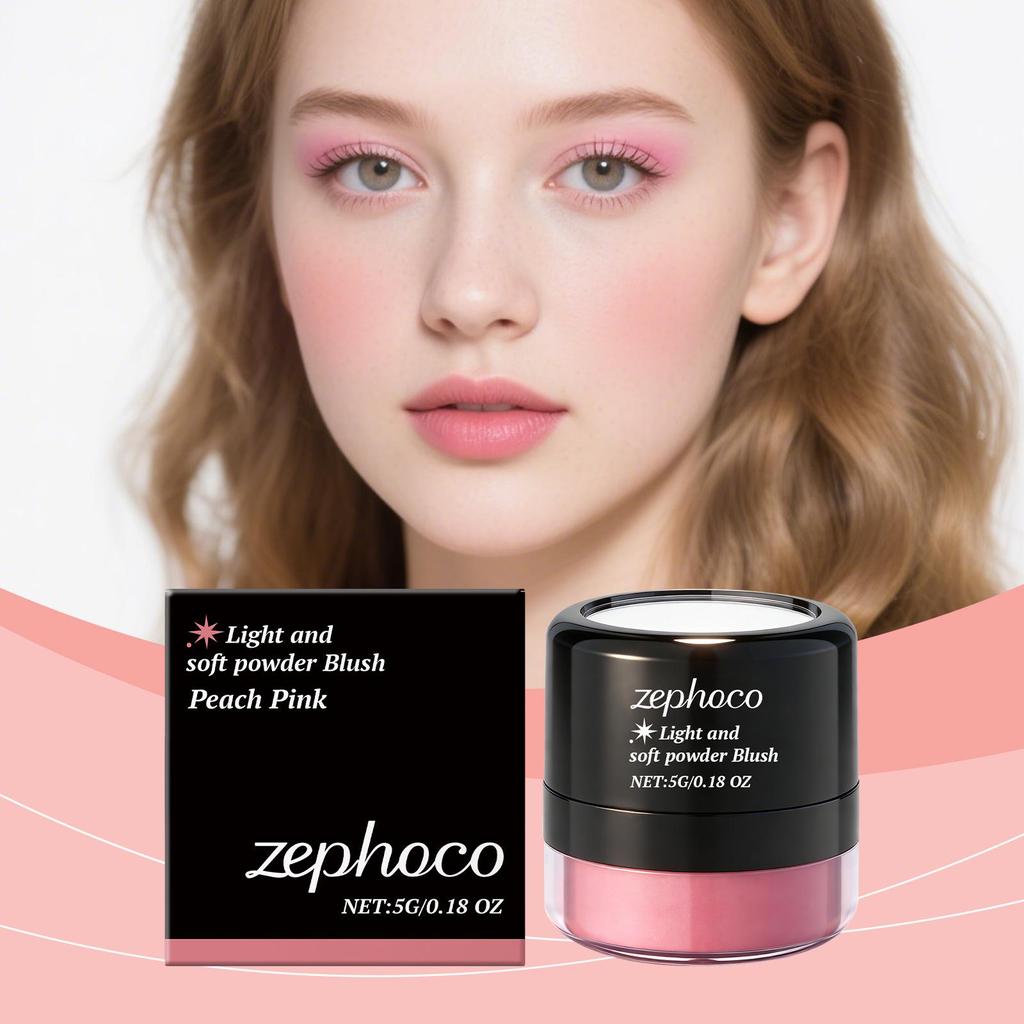 Zephoco Light & Soft Peach Pink Blush - Pure Innocence, Fine Pigmentation, Portable for Date Night Makeup