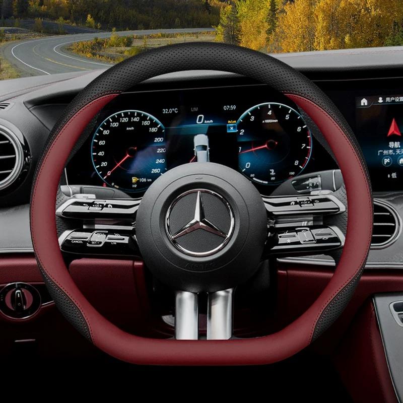 2026 For MERCEDES Luxury Steering Wheel Cover Nappa Leather Soft Touch Fit C‑Class E‑Class S‑Class GLC GLE CLA Car Accessories