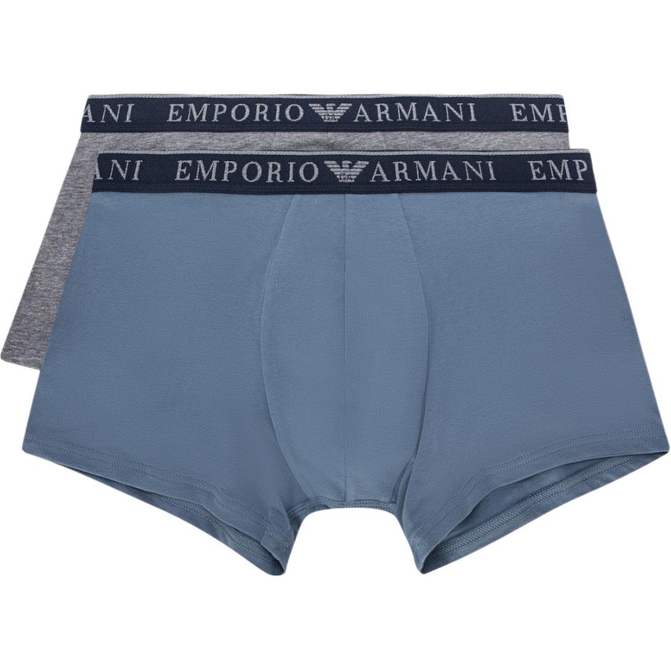 Emporio Armani Мужские боксеры с принтом логотипа FW24, 2 шт., сине-серые 111769-4F720-15349 L