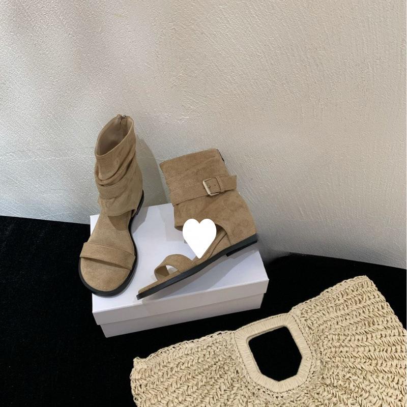 

2025 Korean version of toe man empty sandals women s versatile flat heel short cool boots fashionable single shoes women s retro 39