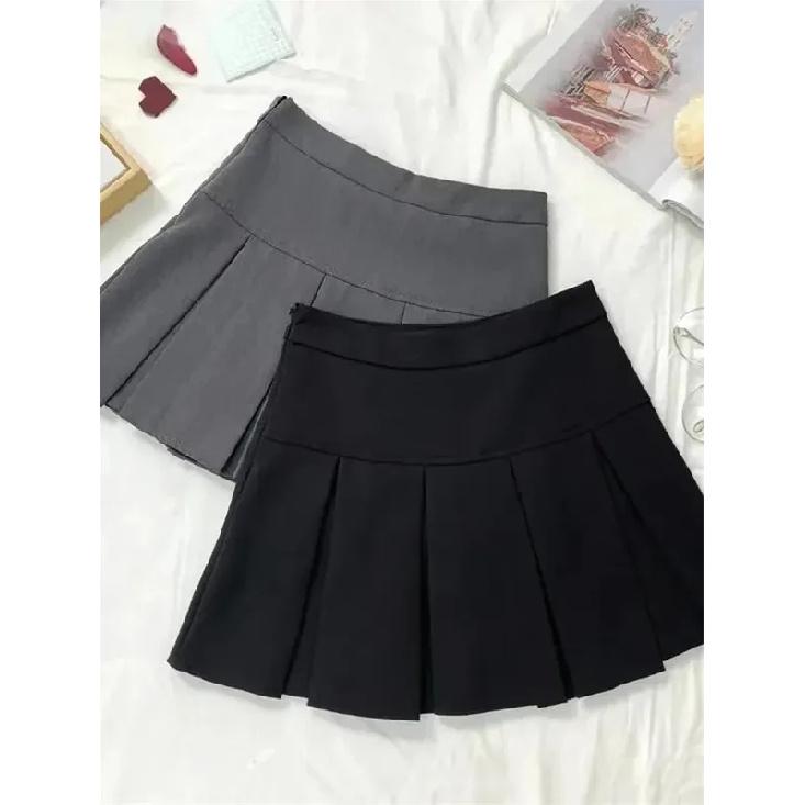 Gonna a pieghe vintage grigia da donna Minigonne a vita alta Kawaii Uniforme scolastica di moda coreana Harajuku Streetwear Primavera