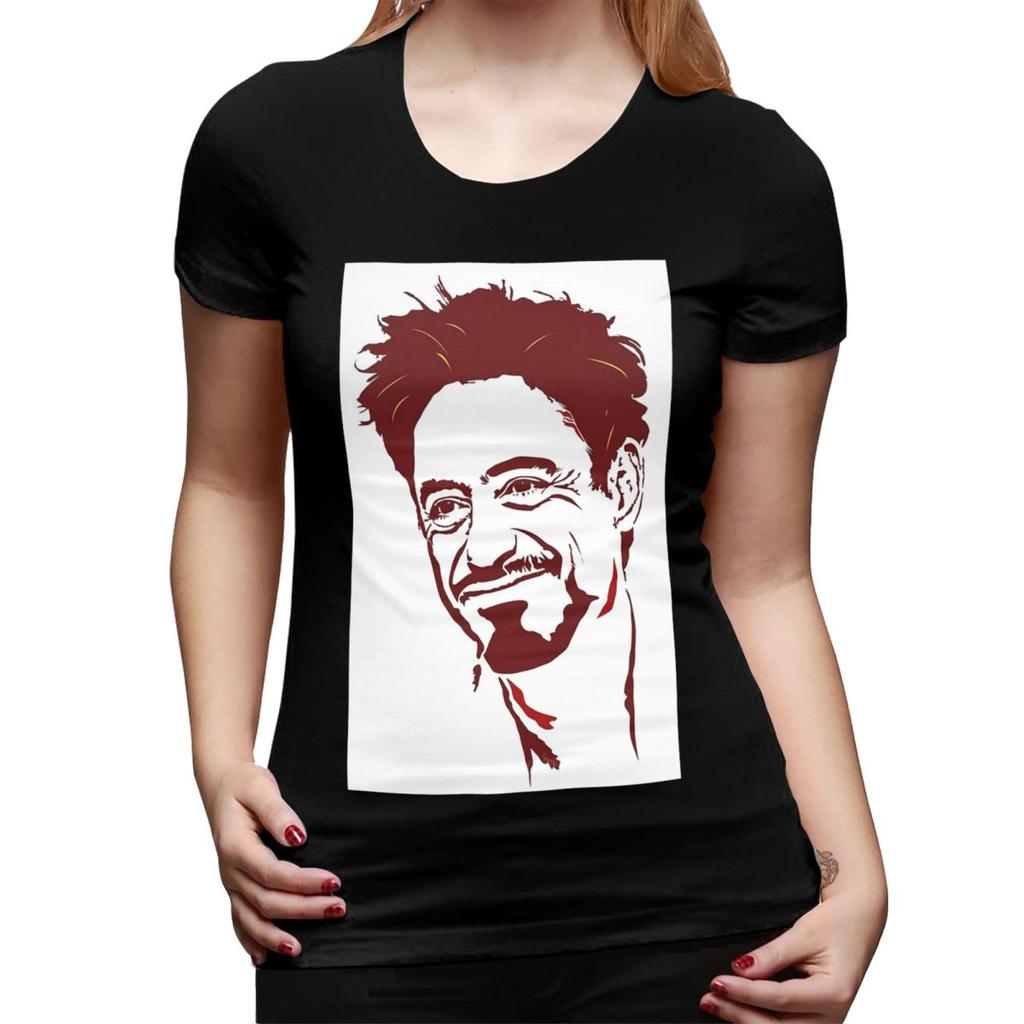 Robert Downey Jr TShirt for Women Round Neck Streetwear T Shirts Womens Short Sleeve Summer Clothes Tops