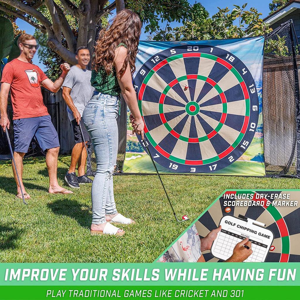 Golfing Chipping Game with Sticky Balls and Darts Chipping Practice Mat for Indoors Outdoors Games