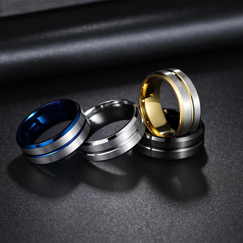 Anello da Uomo in Acciaio Titanio Multicolore Resistente allo Sbiadimento - Misura Standard USA
