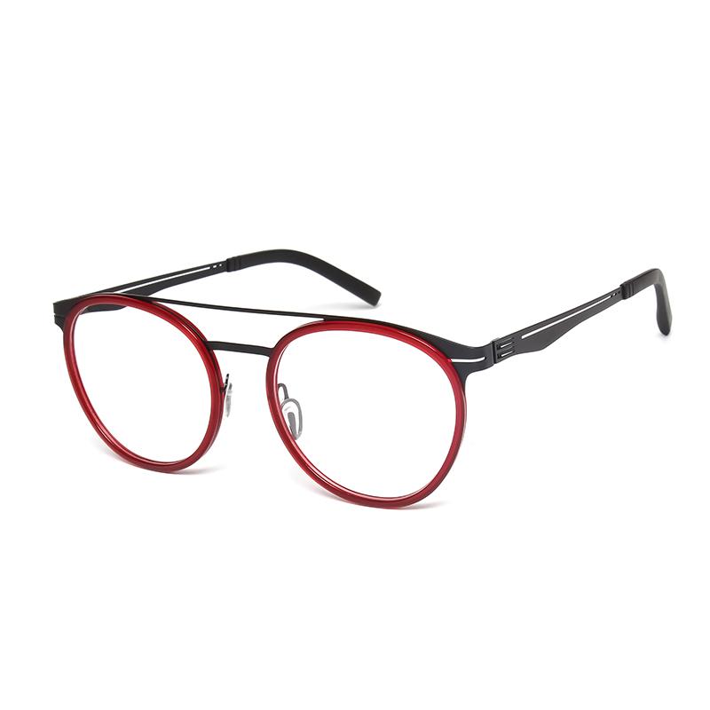 

Круглые ультралегкие очки-пилоты, полностью из нержавеющей стали, с двойной перемычкой, для женщин и мужчин, ацетатная оправа, винтажная модная оптика