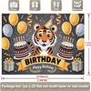 2D Animal Themed Birthday Backdrop, Cute Tiger "Happy Birthday" Photography Background