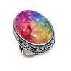Natural Rainbow Solar Quartz 925 Sterling Silver Jewelry Ring Size 8.5 ETC-14119