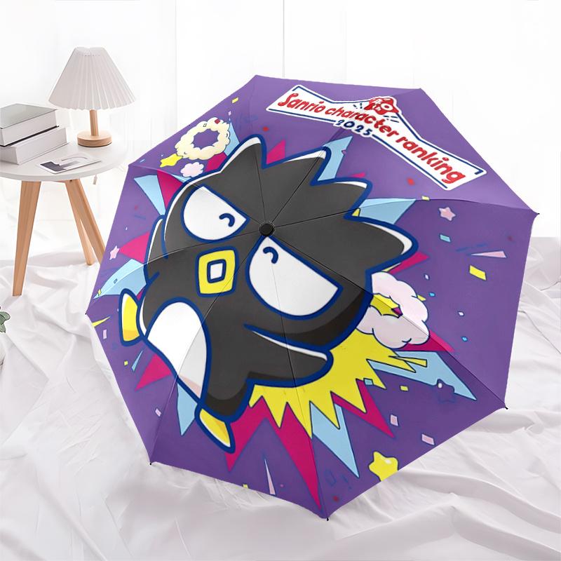 

1pc Badtz-Maru Automatic Folding Umbrella: Portable 3-Fold Design with 8-Bone Iron Frame - Perfect for Outdoor Use, Festive Gifts, Travel, Daily Use,