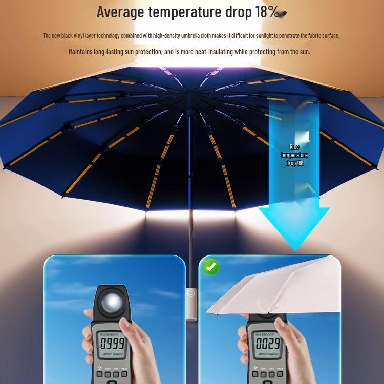 Compact Dual-Use Automatic Umbrella for Sun & UV Protection - Unisex, Large, Lightweight, Foldable