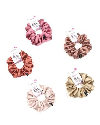Pelly Kelly Satin Scrunchies Hair Bands for Women | No-Damage Elastic Hair Ties for Ponytails & Buns | Fluffy & Stylish Rubber Bands | Large Size |