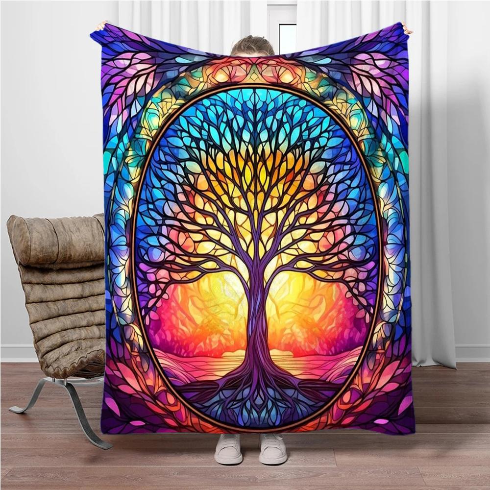 

3D Abstract Tree Of Life Flannel Blanket Fluffy Children Sofa Plush Bedspread Throw Lunch Blanket for Sofa Bed Nap Cover Kids 75x90cm