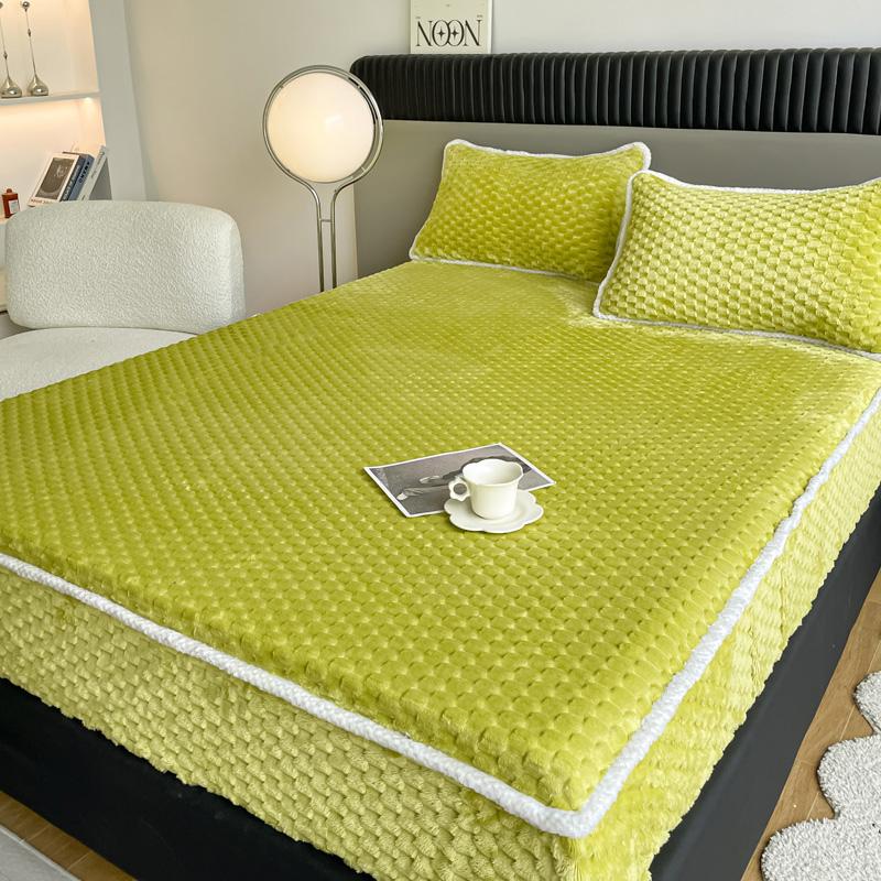 1ks Plain Bed Cover Teplé prostěradlo pro zimní fundas de colchón Elastické prostěradla Plyšové chrániče matrací(Žádný povlak na polštář)