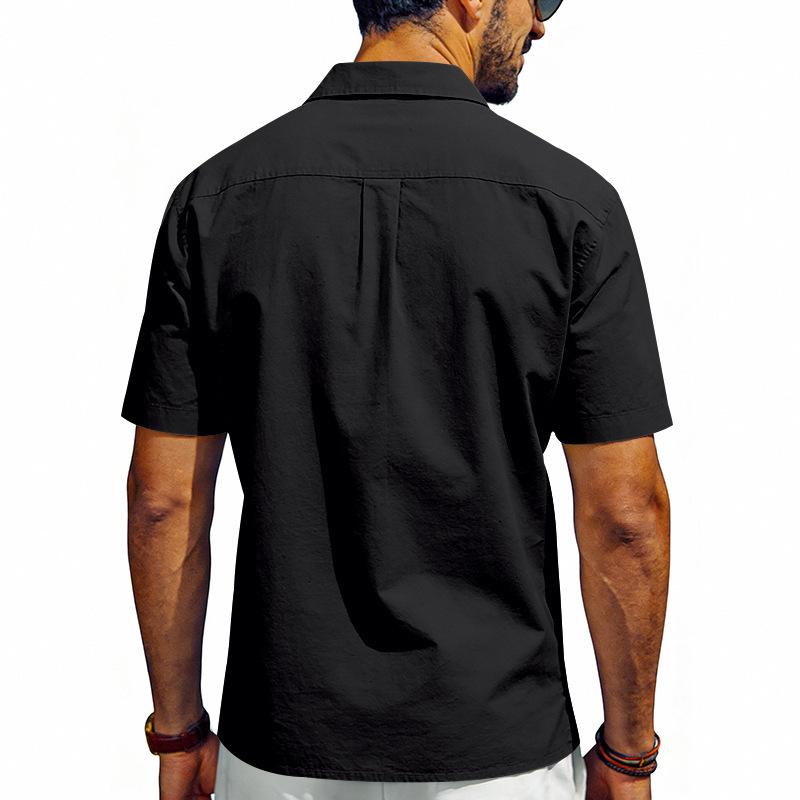 Men's Casual Short Sleeve Button Down Shirts Workwear Style Turn Down Collar Chest Pocket Blouse Tops for Daily Vacation Beach