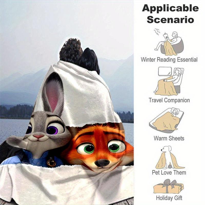 1pc, Zootopia Movie Characters Home Decor Blanket Perfect for Sofa, Couch, Bed, Travel, Camping, Car, Beach, Office Nap Soft Throw Gift