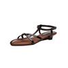 French Strap Sandals Women's Shoes 2025 Temperament Pointed Wedge Heel Versatile Simple Style Word with Temperament Flat Sandals